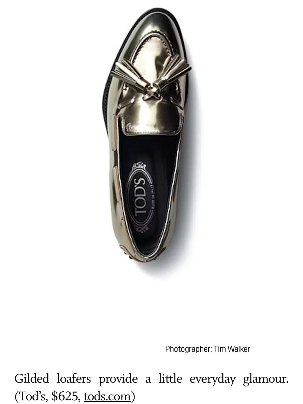 Tod's Gold Metallic Tassel Loafers